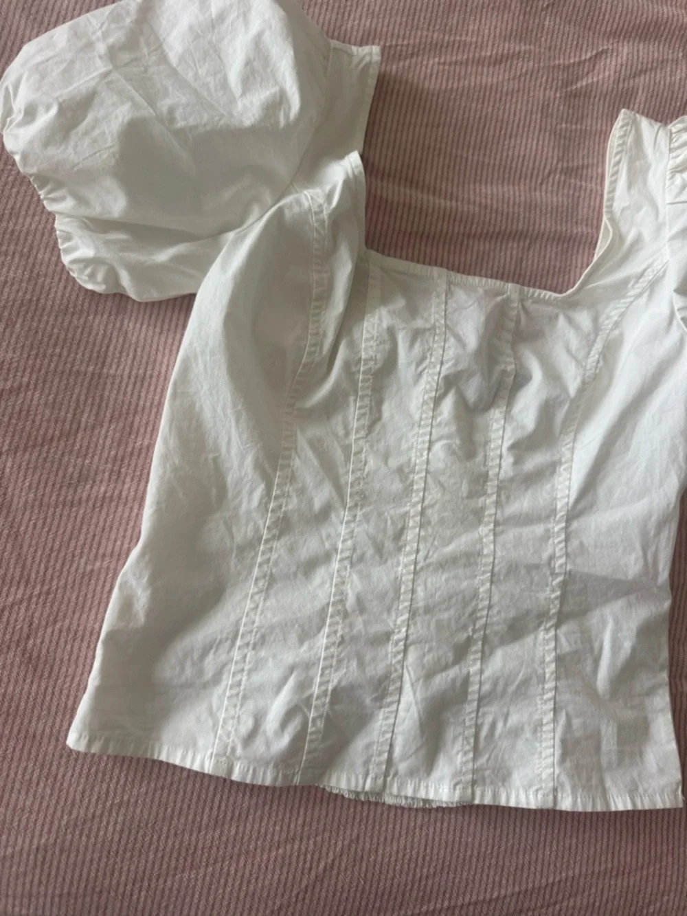 J. Crew White Square-Neck Puff-Sleeve Blouse